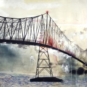The Decline of Lady Astoria, 2009 mixed wet + dry media on Arches Aquarelle, 30 x 44 1/2 inches
