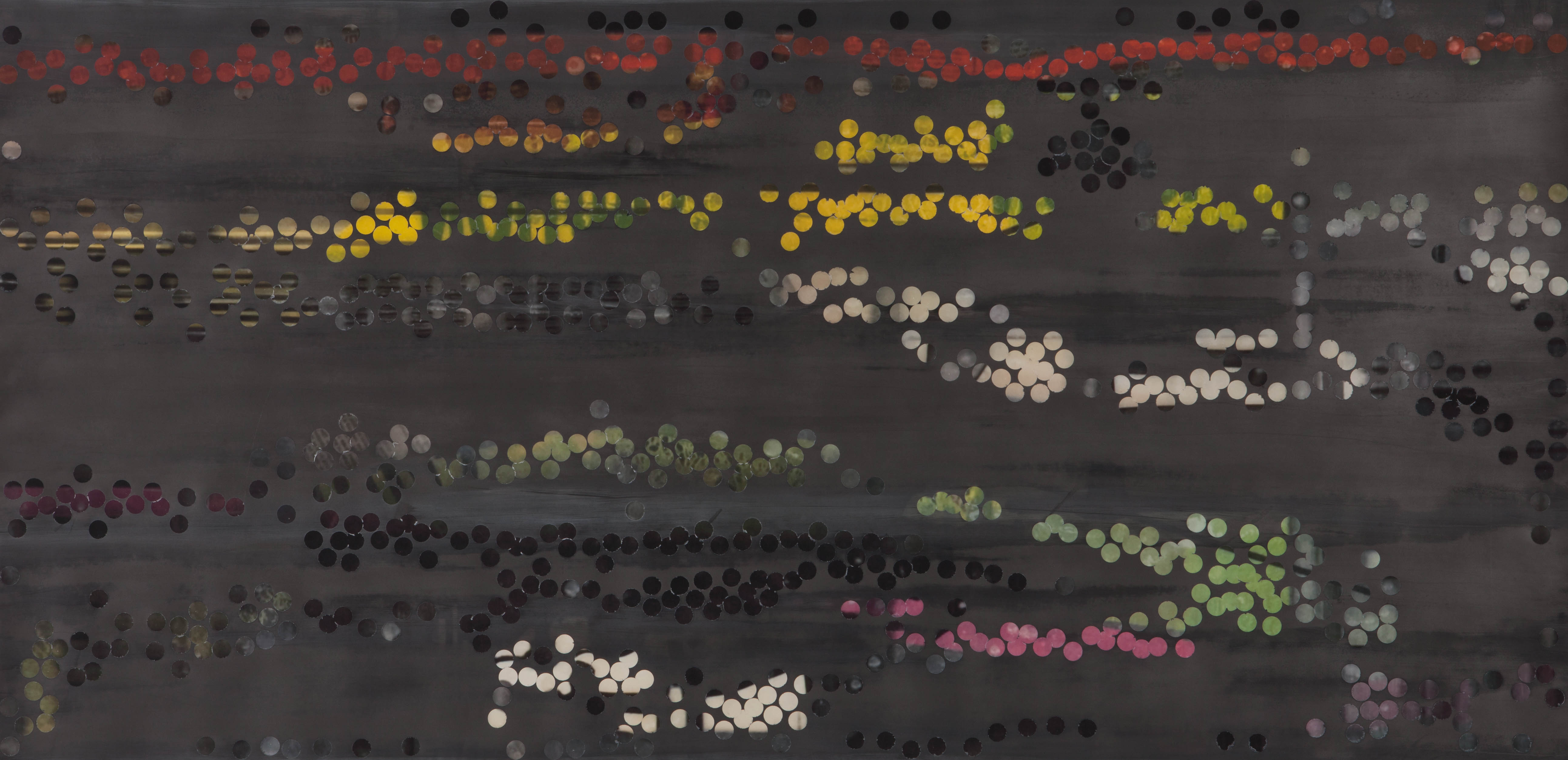 TRIBE 180 - 2013, acrylic, watercolor, graphite on paper, 35.5 x 72 inches (SOLD)