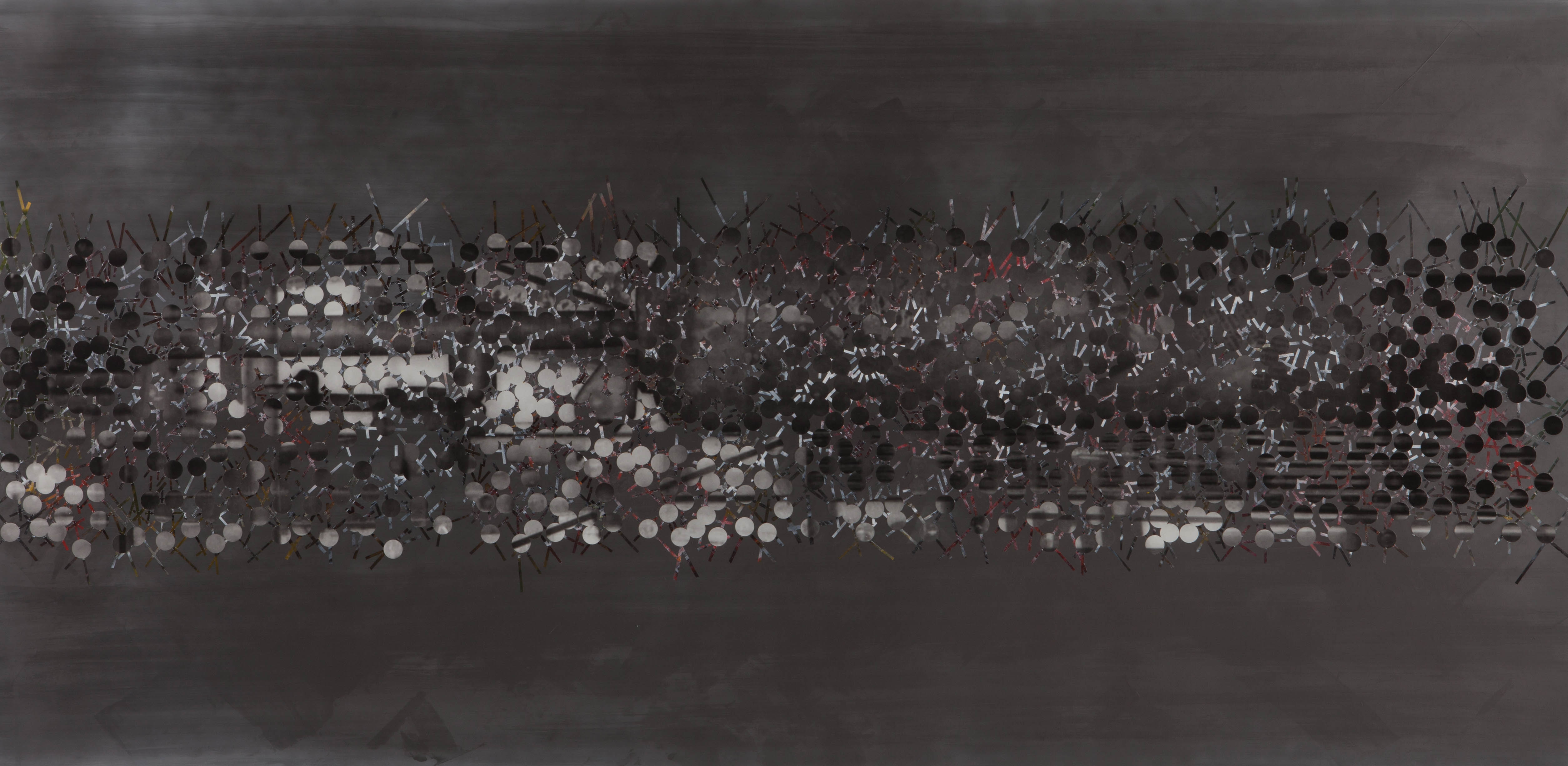 TRIBE 185 - 2013, acrylic, watercolor, graphite on paper, 35.5 x 72 inches (AVAILABLE)