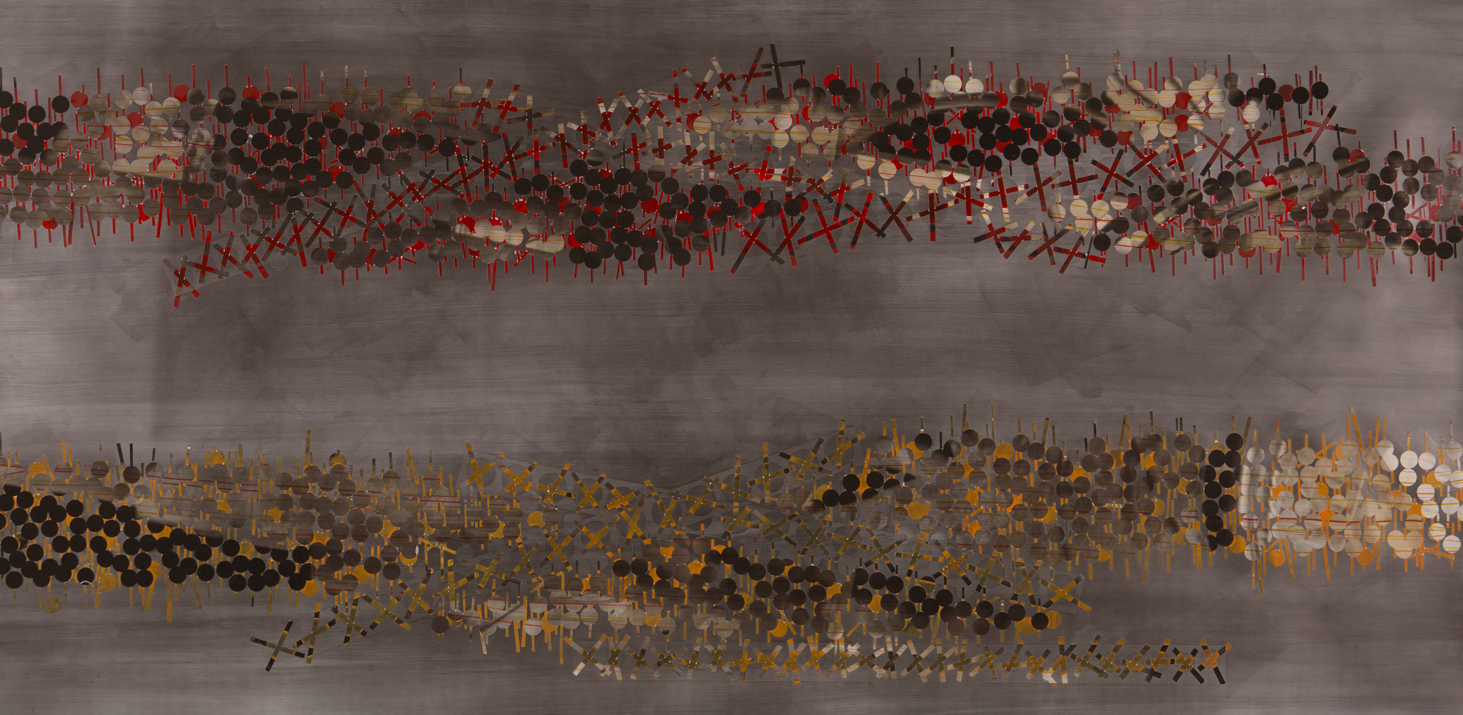 TRIBE 194 - 2013, acrylic, watercolor, graphite on paper, 35.5 x 72 inches (SOLD)