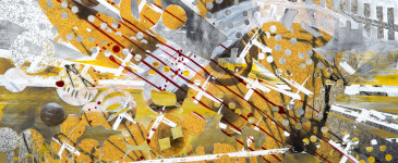 BLAZE 197 - 2014, acrylic, india Ink, watercolor, graphite on paper, 14 x 14 inches