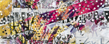 BLAZE 199 - 2014, acrylic, india Ink, watercolor, graphite on paper, 14 x 14 inches