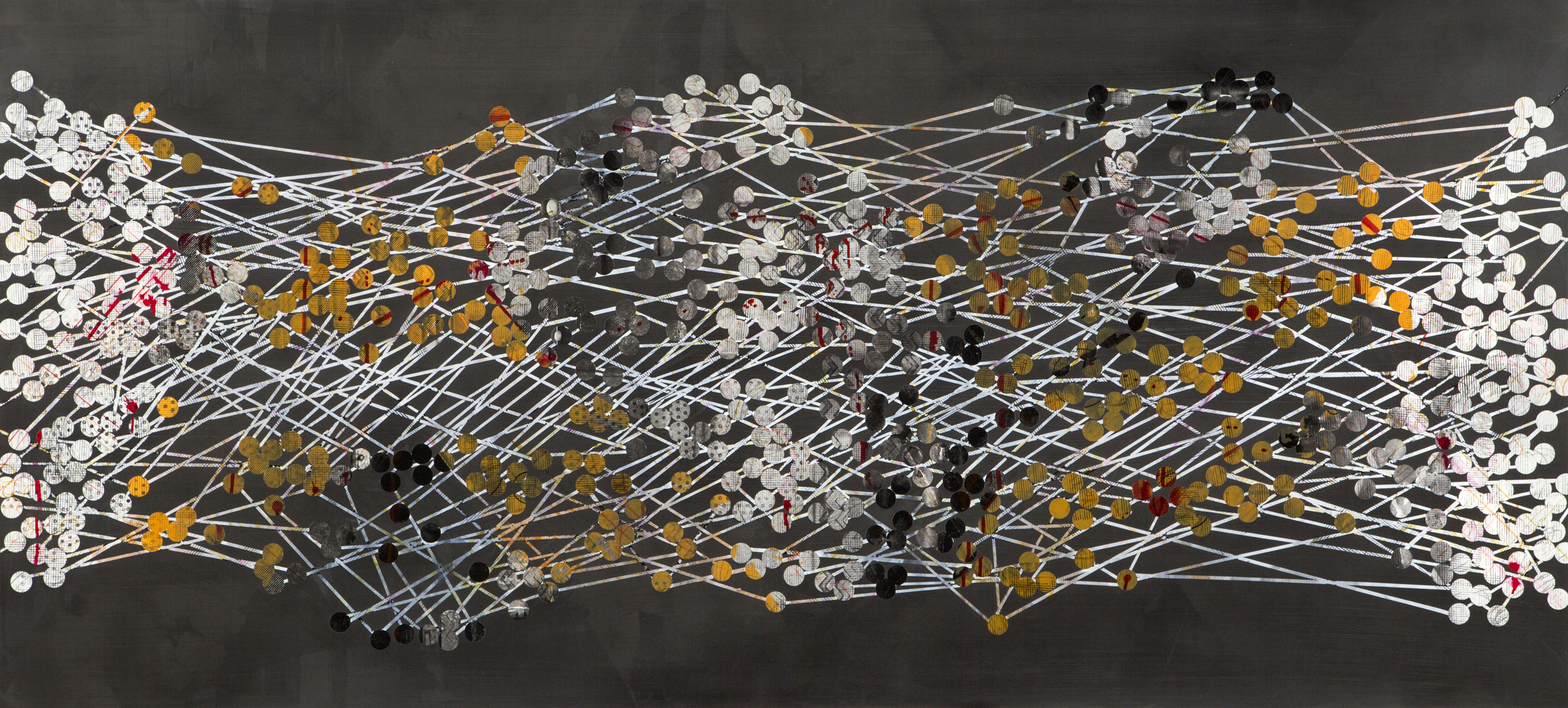 TRIBE 191 - 2014, acrylic, watercolor, graphite on paper, 30.25 x 65.25 inches (SOLD)