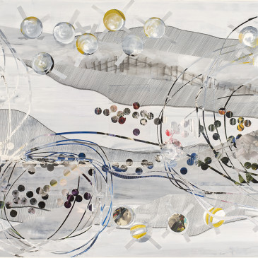 BLAZE 213 - 2015, acrylic, found paper, watercolor, graphite, ink on paper, 30.75 X 68.25 inches (AVAILABLE)